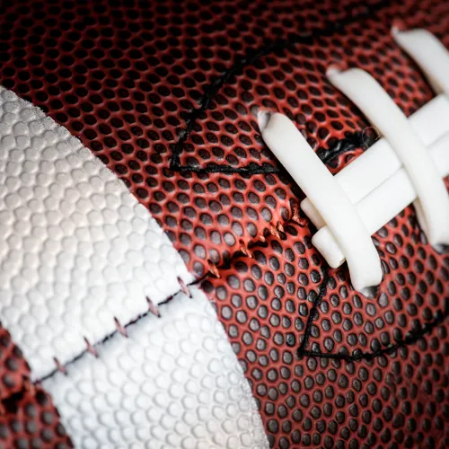 Closeup of an American football